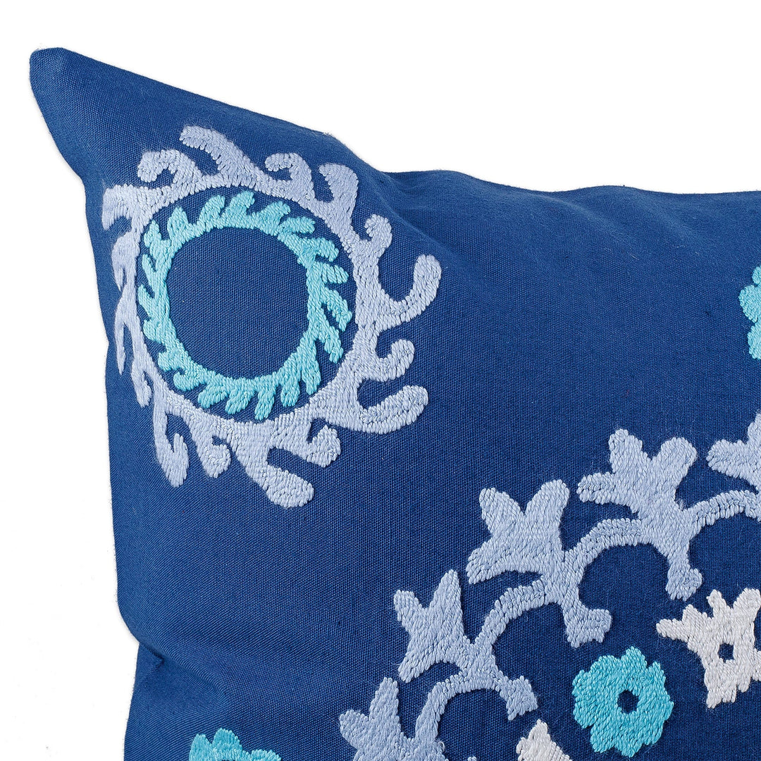 Mandala-Themed Hand-Embroidered Suzani Cotton Cushion Cover - Mandala Flair