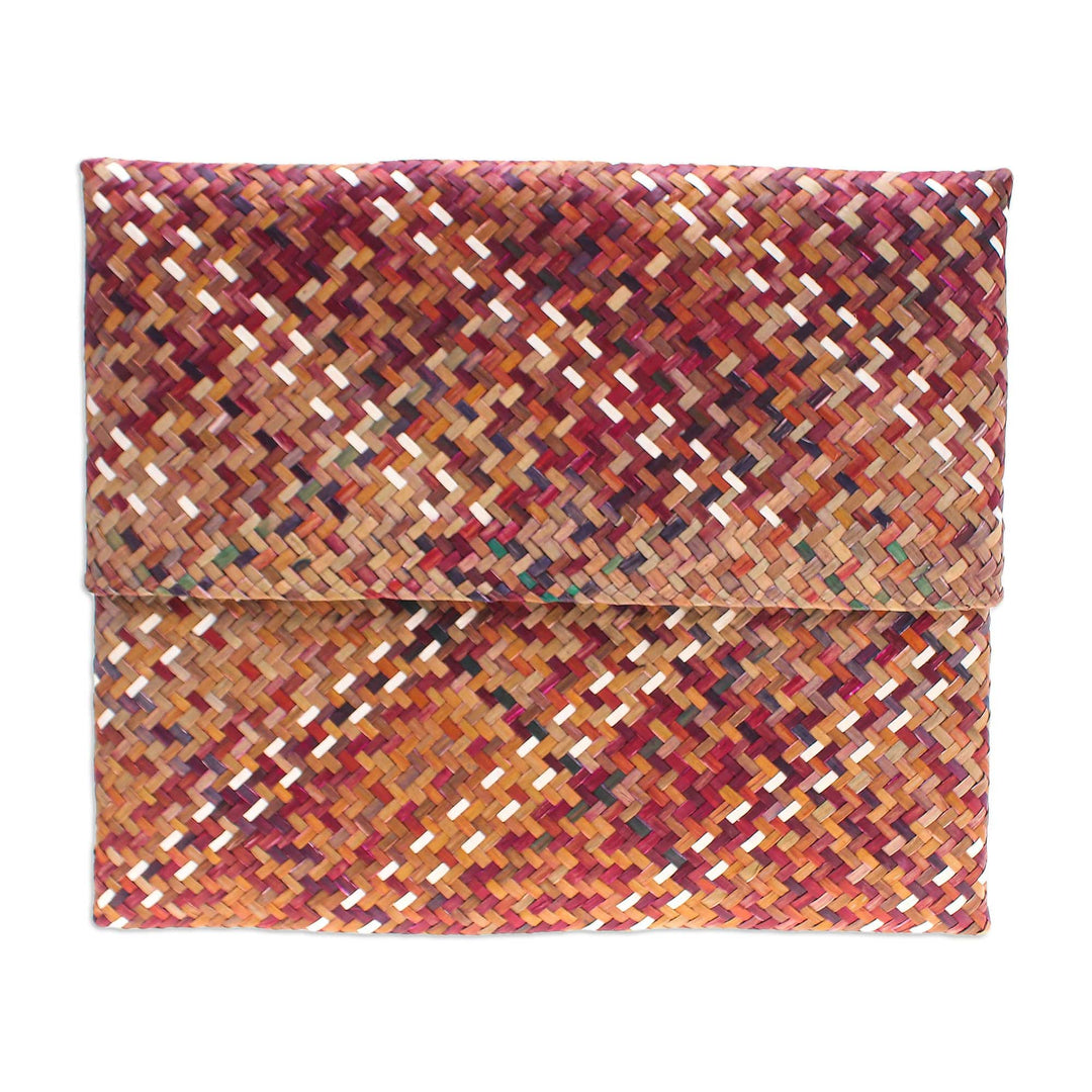 Colorful Natural Fiber Clutch Hand-Woven in Thailand - Organic Vibrancy
