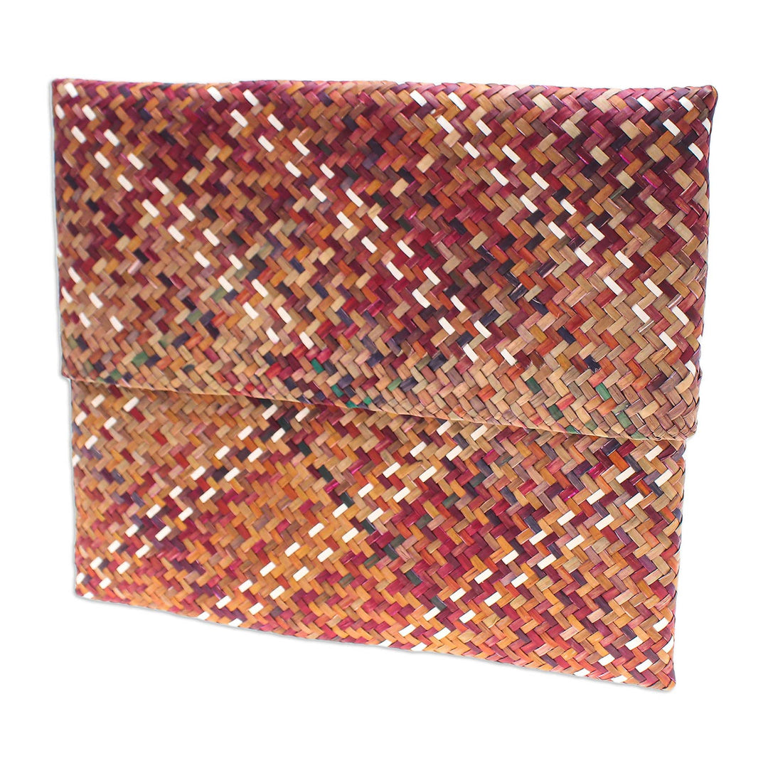 Colorful Natural Fiber Clutch Hand-Woven in Thailand - Organic Vibrancy