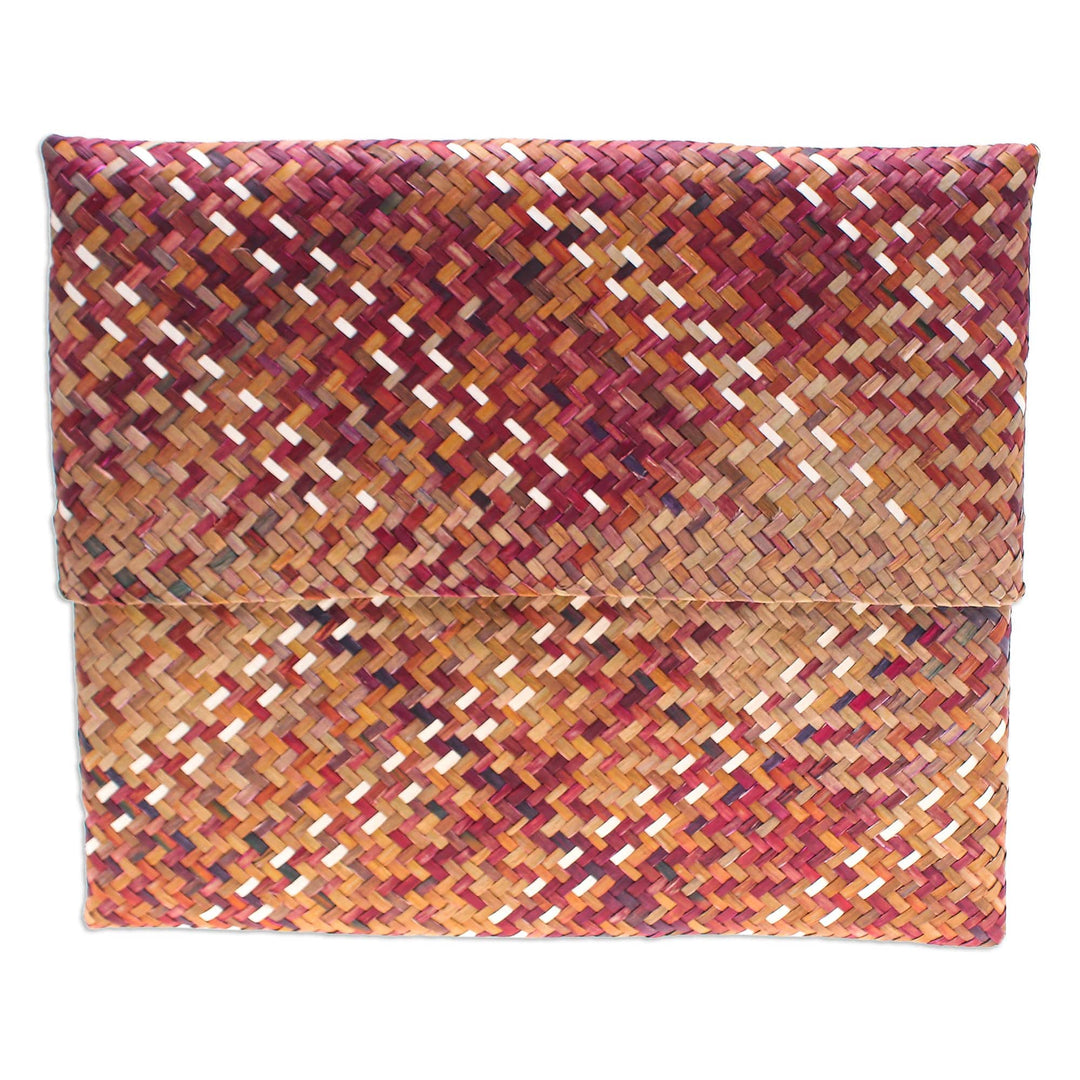 Colorful Natural Fiber Clutch Hand-Woven in Thailand - Organic Vibrancy