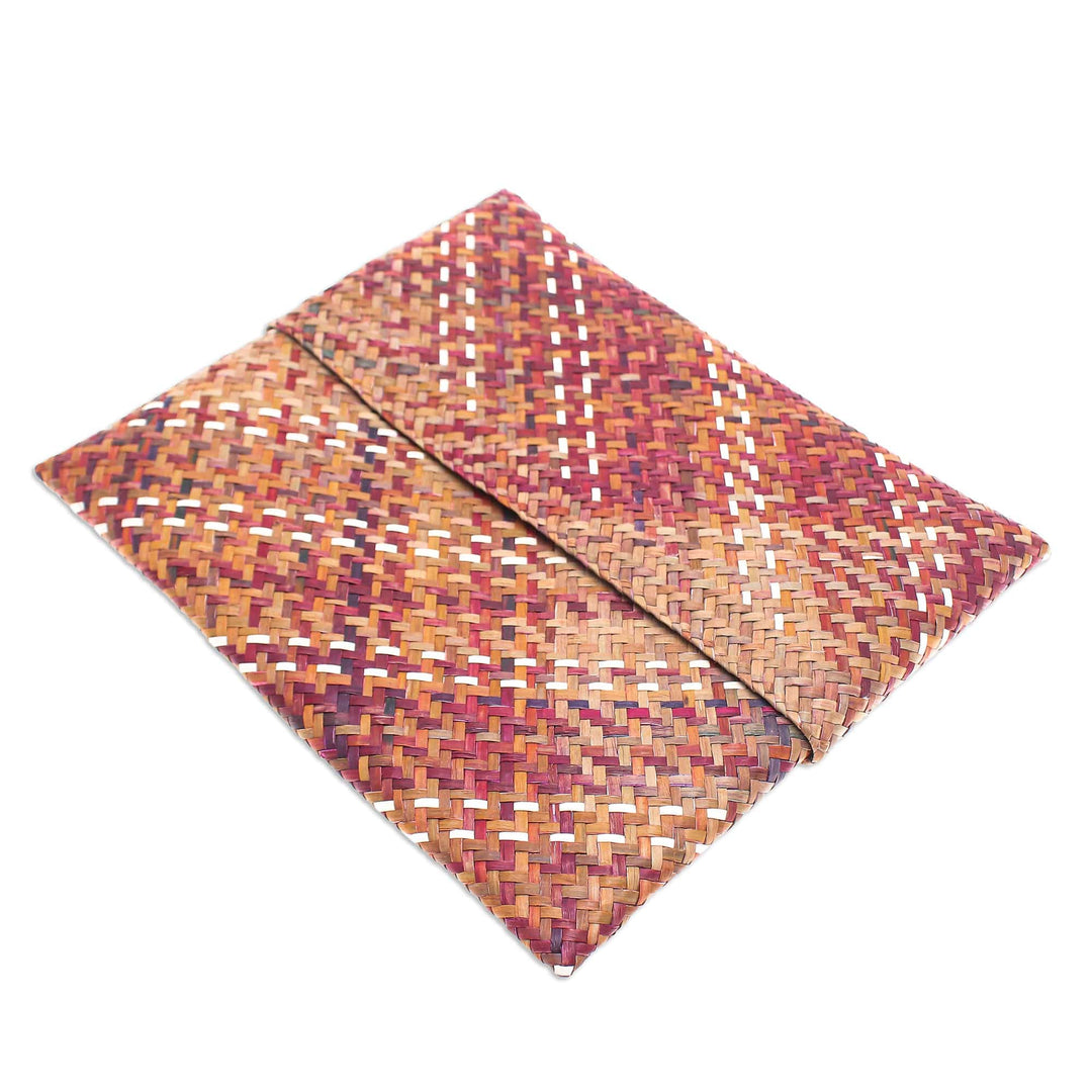 Colorful Natural Fiber Clutch Hand-Woven in Thailand - Organic Vibrancy