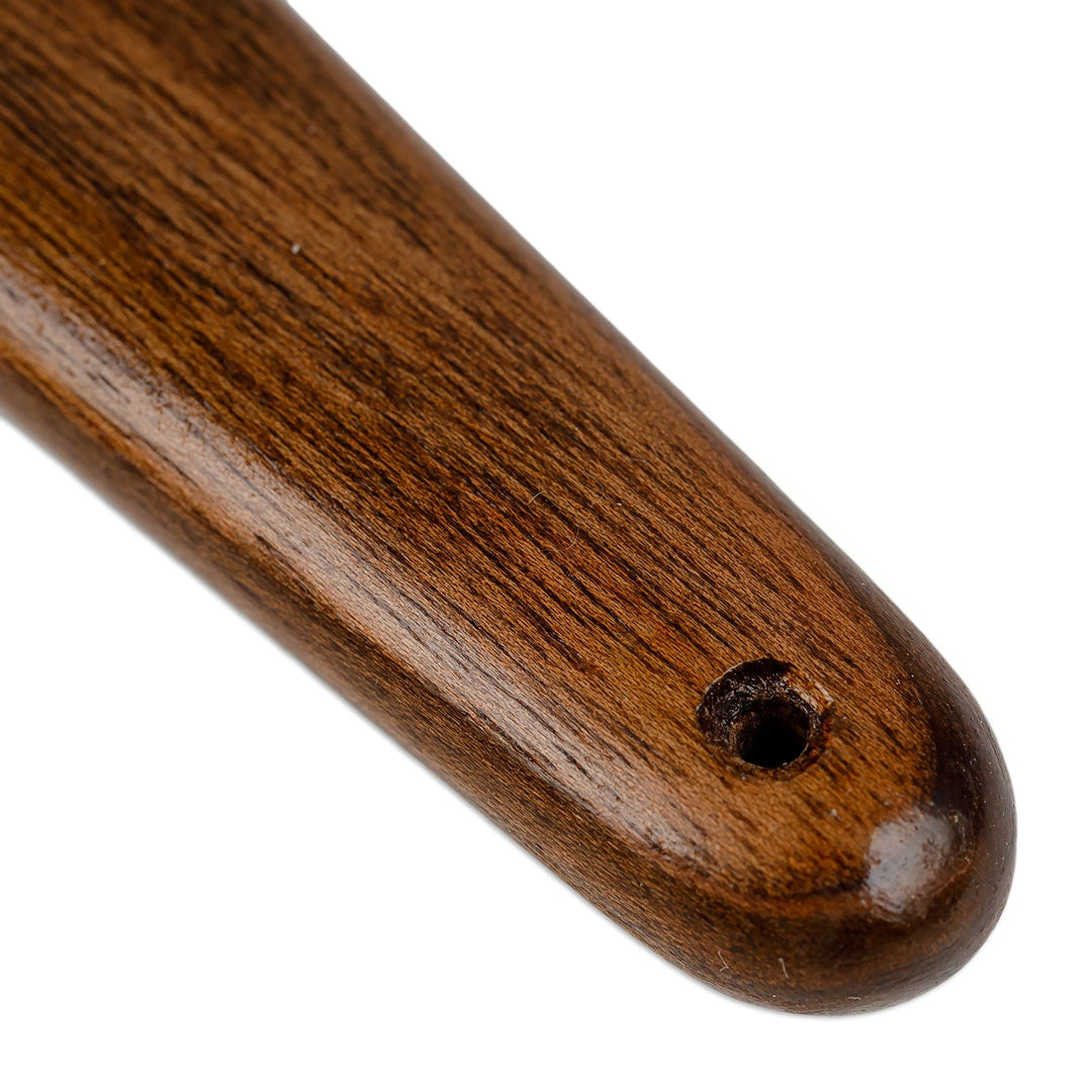 Hand-Carved Walnut Wood Shoehorn with Red Floral Detail - Galant Pace