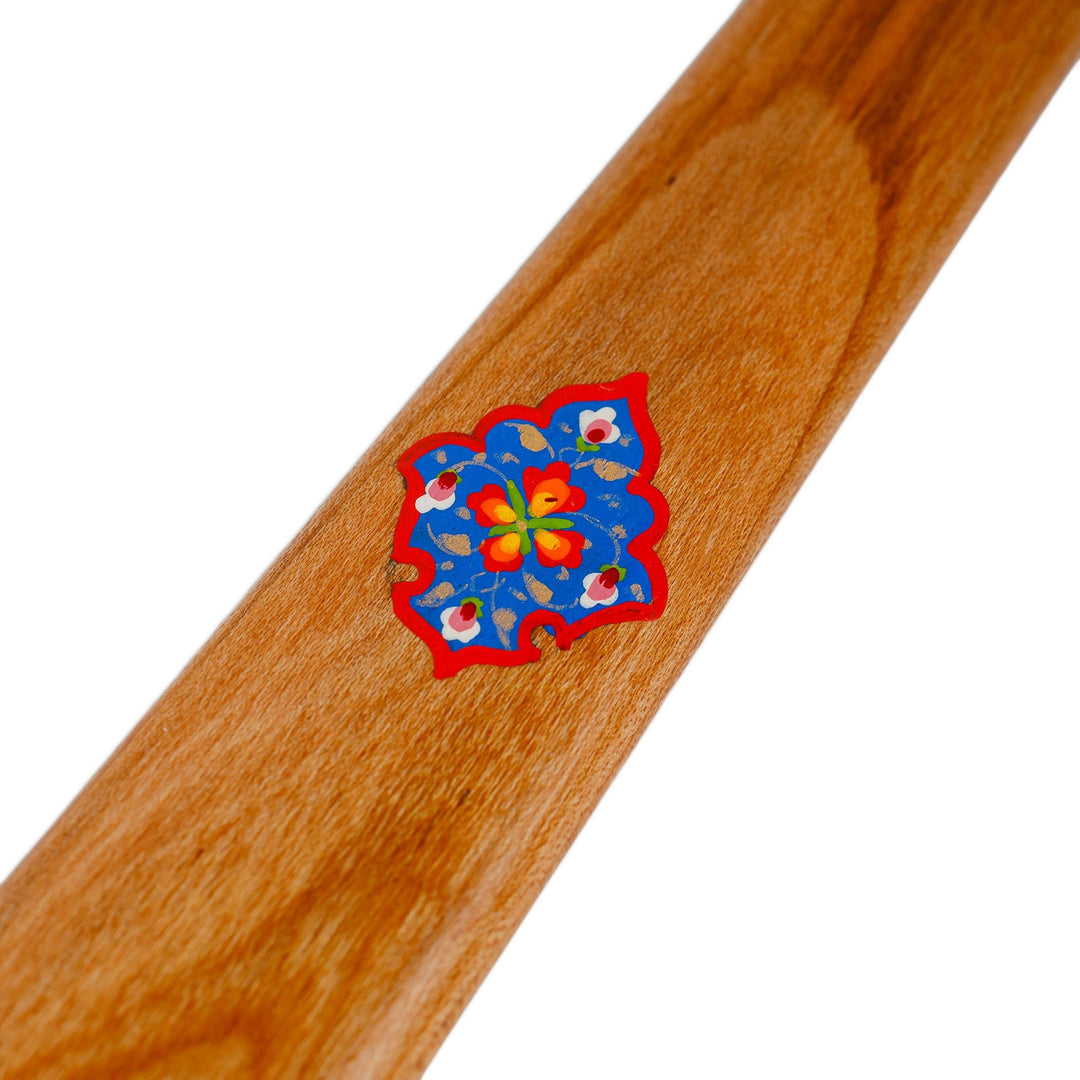 Hand-Carved Cherry Wood Shoehorn with Classic Floral Motif - Classic Gait