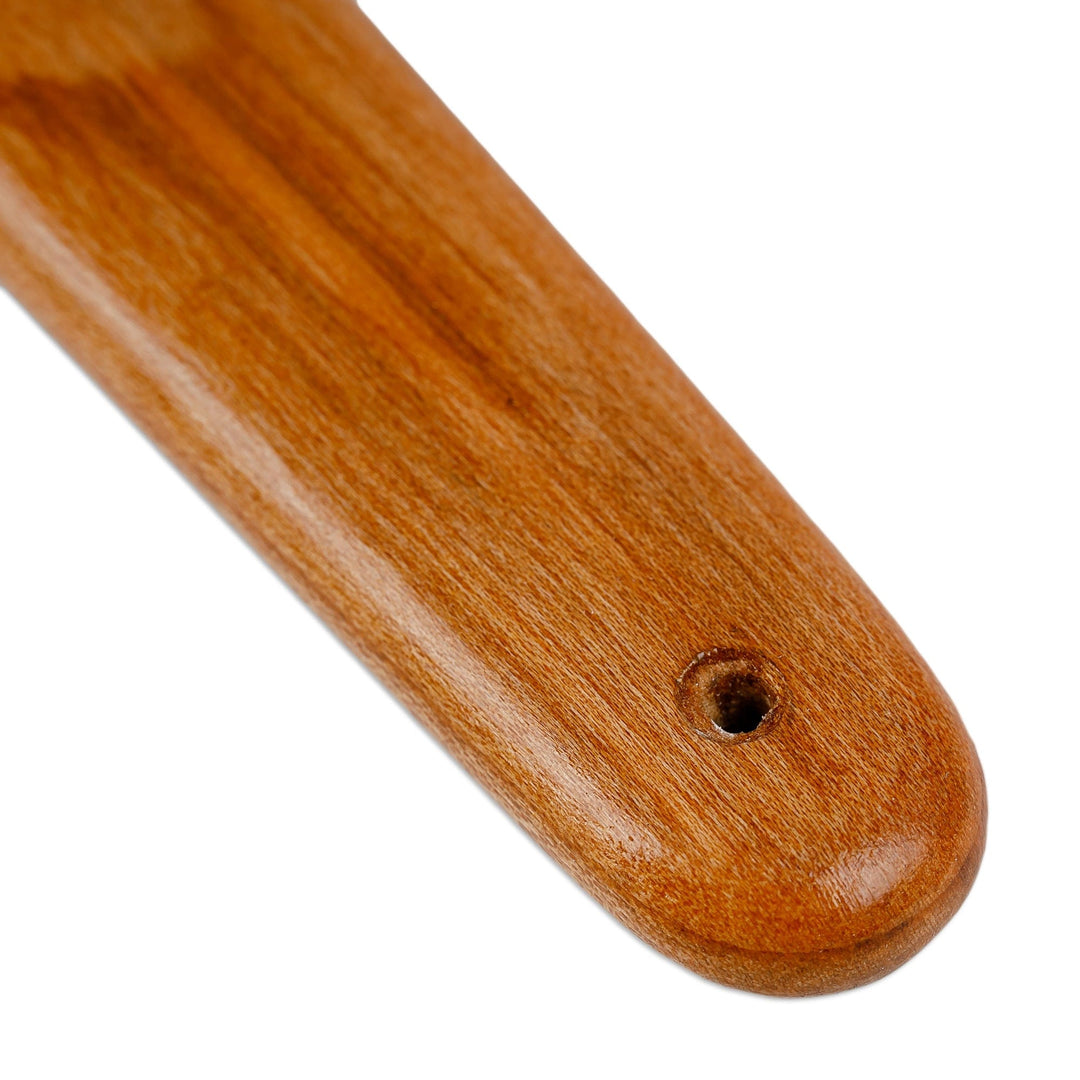 Hand-Carved Cherry Wood Shoehorn with Classic Floral Motif - Classic Gait