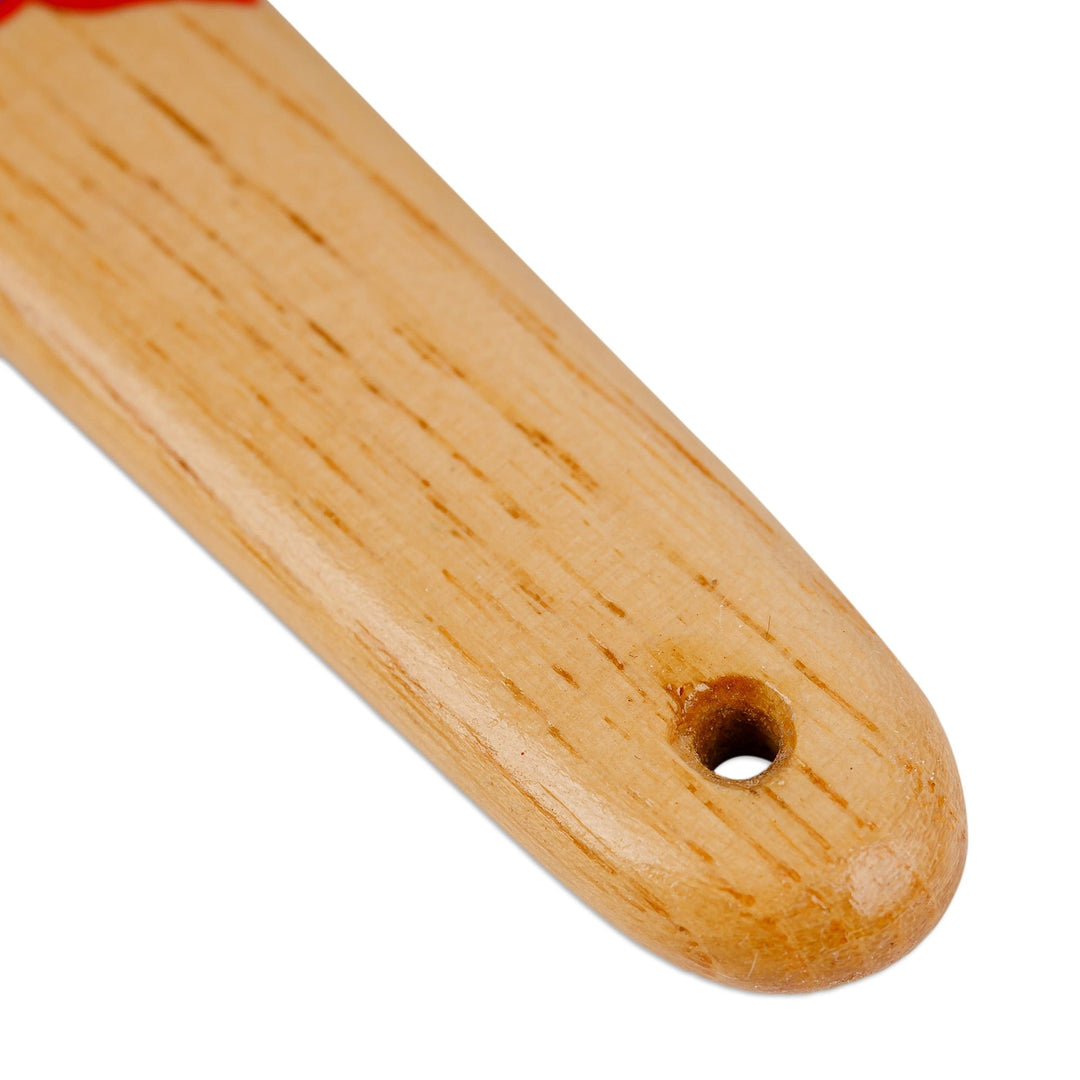Hand-Carved Ash Tree Wood Shoehorn with Blue Floral Detail - Noble Helper