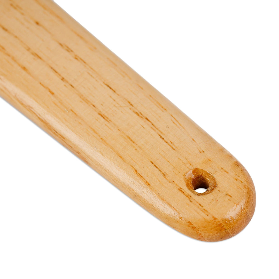 Hand-Carved Ash Tree Wood Shoehorn with Green Floral Detail - Majestic Helper