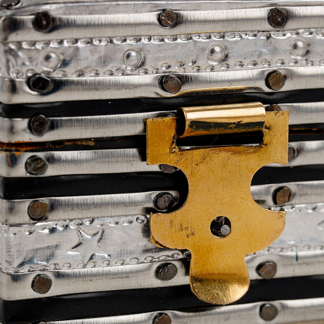 Petite Wood Jewelry Box with Tin Aluminum and Brass Accents - Petite Square