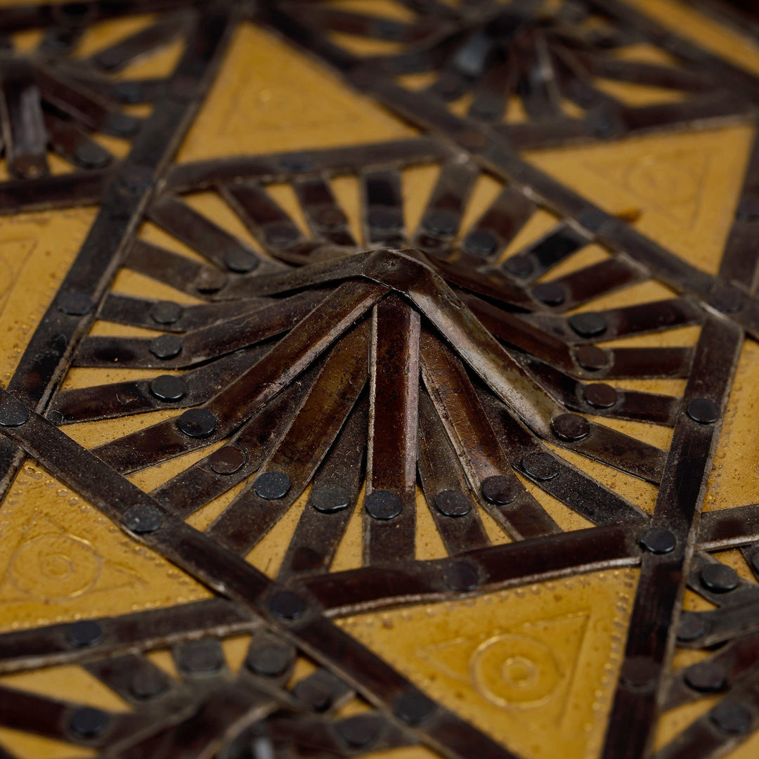 Handmade Wood Jewelry Box with Tin Aluminum & Brass Accents - Exquisite Hexagon