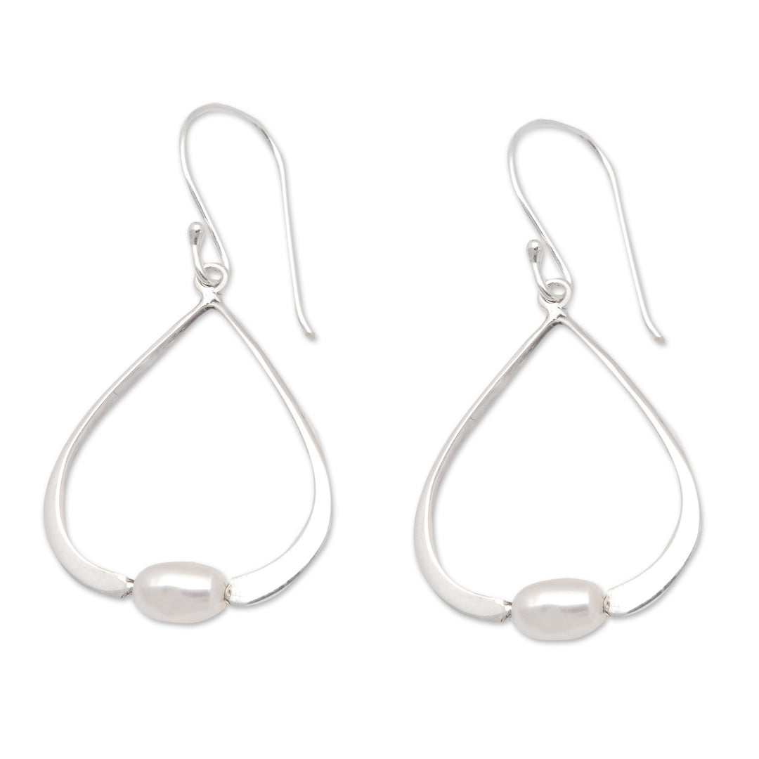 Modern Peach-Toned Cultured Pearl Dangle Earrings - Ocean Core
