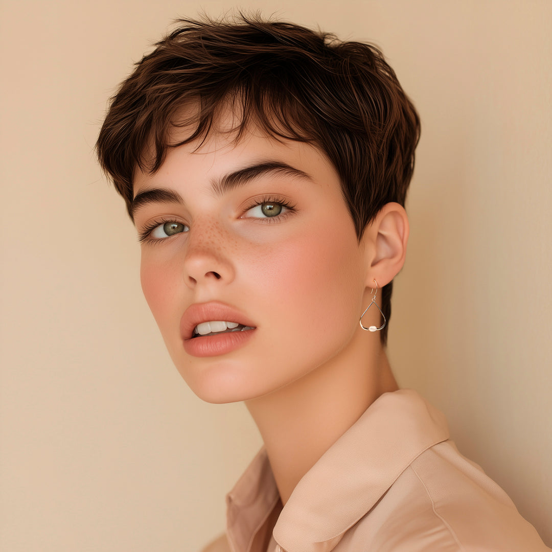 Modern Peach-Toned Cultured Pearl Dangle Earrings - Ocean Core