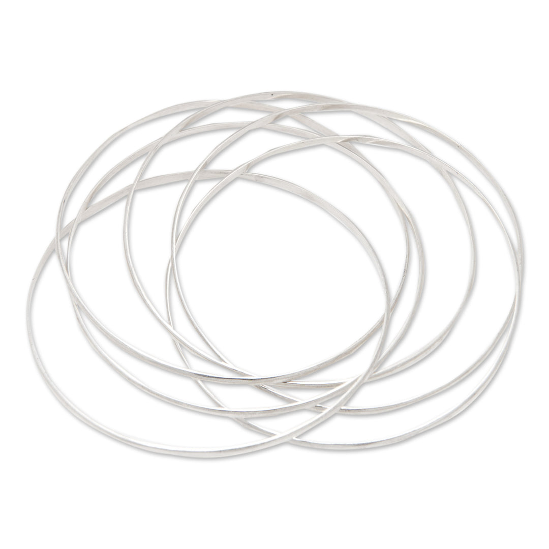 Modern Minimalist Polished Sterling Silver Bangle Bracelet - Radiant Hoop