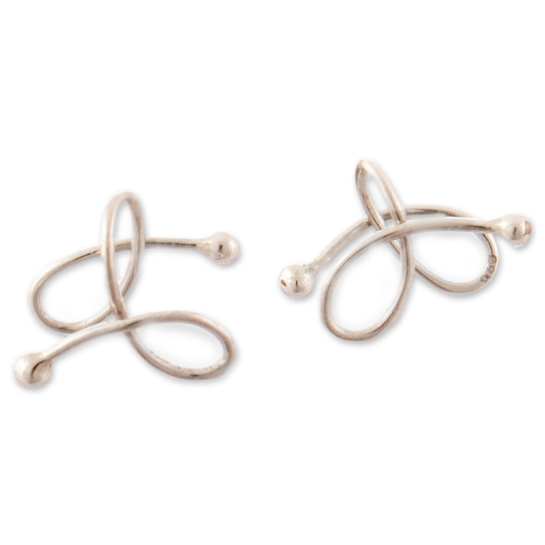 High-Polished Modern Sterling Silver Ear Cuff Earrings - Little Charm