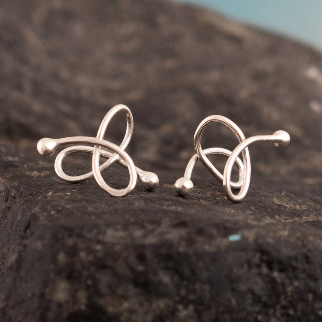 High-Polished Modern Sterling Silver Ear Cuff Earrings - Little Charm