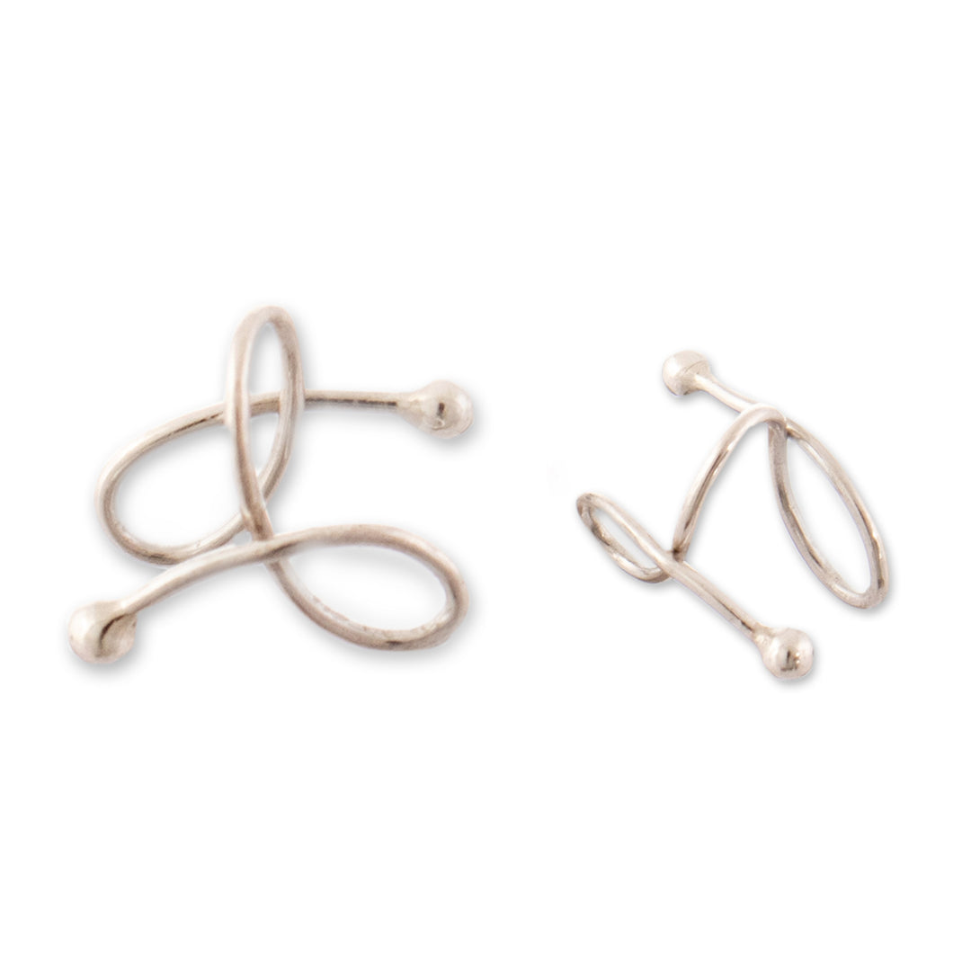 High-Polished Modern Sterling Silver Ear Cuff Earrings - Little Charm