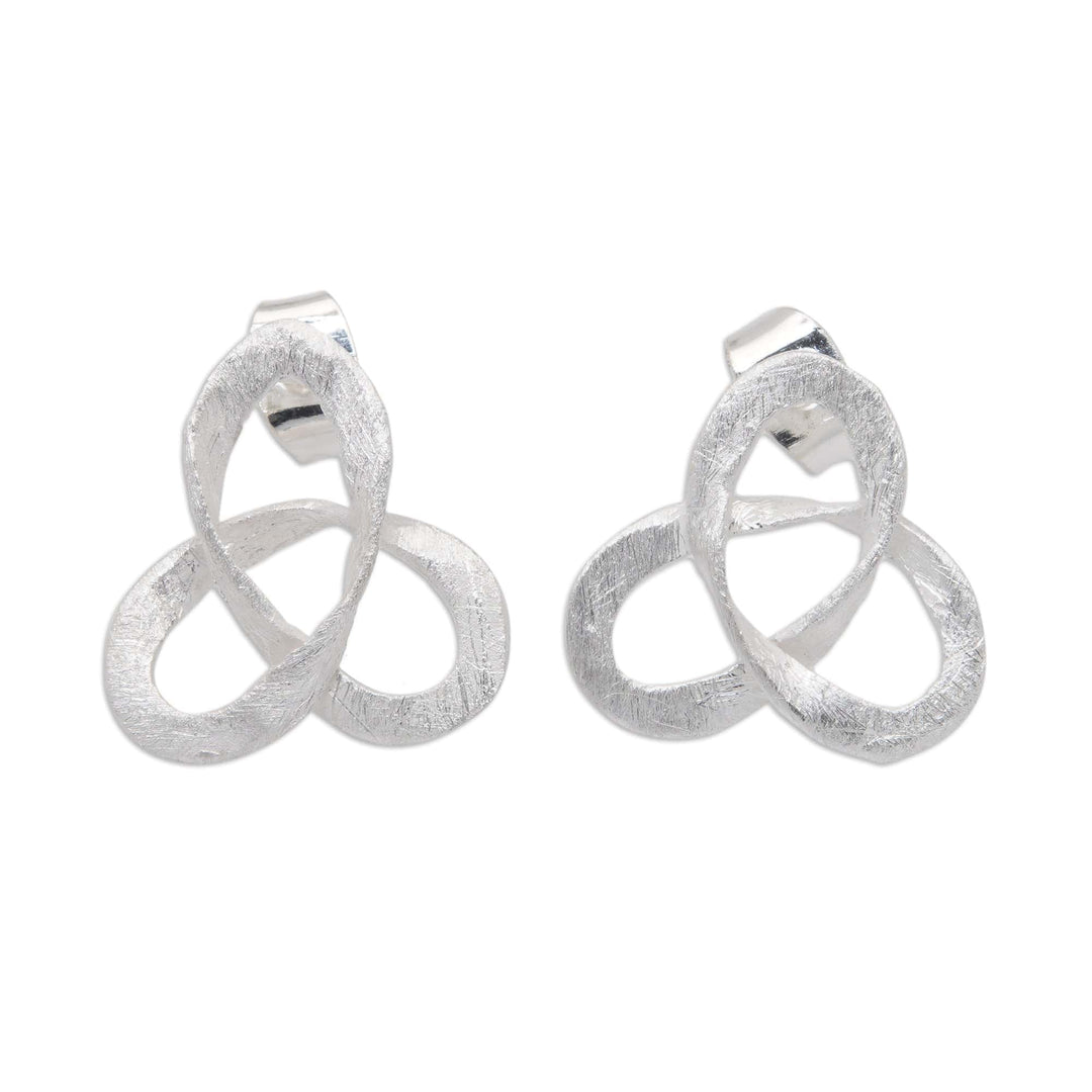 Celtic Triquetra-Shaped Sterling Silver Button Earrings - Little Triquetra