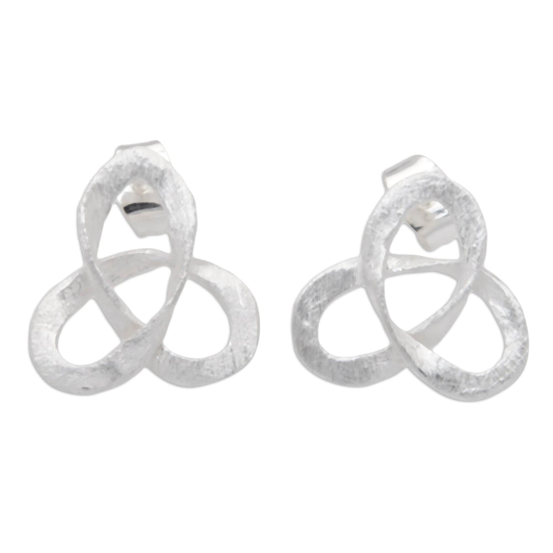 Celtic Triquetra-Shaped Sterling Silver Button Earrings - Little Triquetra