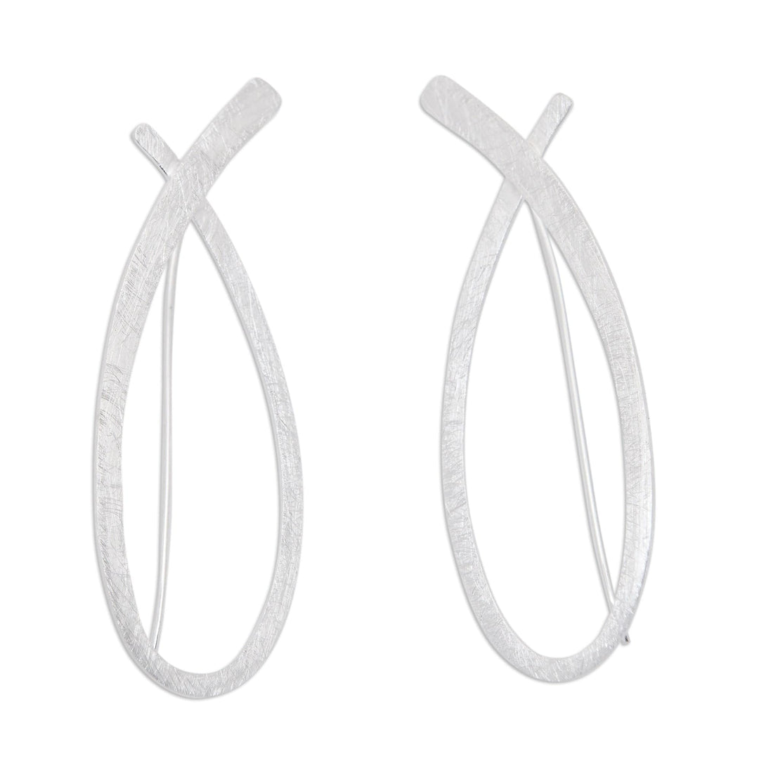 Abstract Brushed-Satin Sterling Silver Drop Earrings - Your Promise