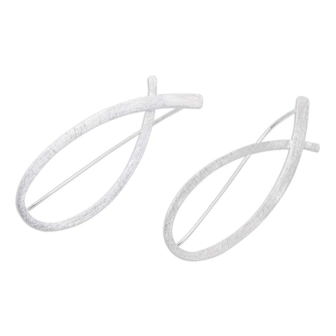 Abstract Brushed-Satin Sterling Silver Drop Earrings - Your Promise