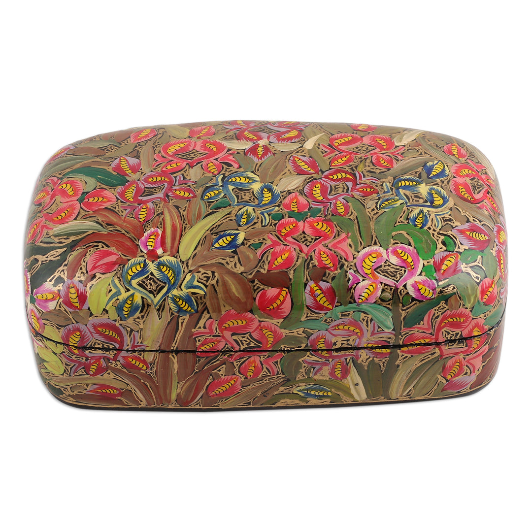 Hand-Painted Wood Papier Mache Floral & Leaf Decorative Box - Floral Glam