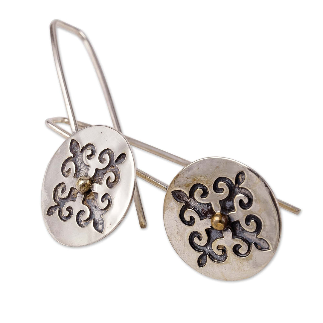 Baroque-Inspired Round Sterling Silver Drop Earrings - Medal of the Heroic