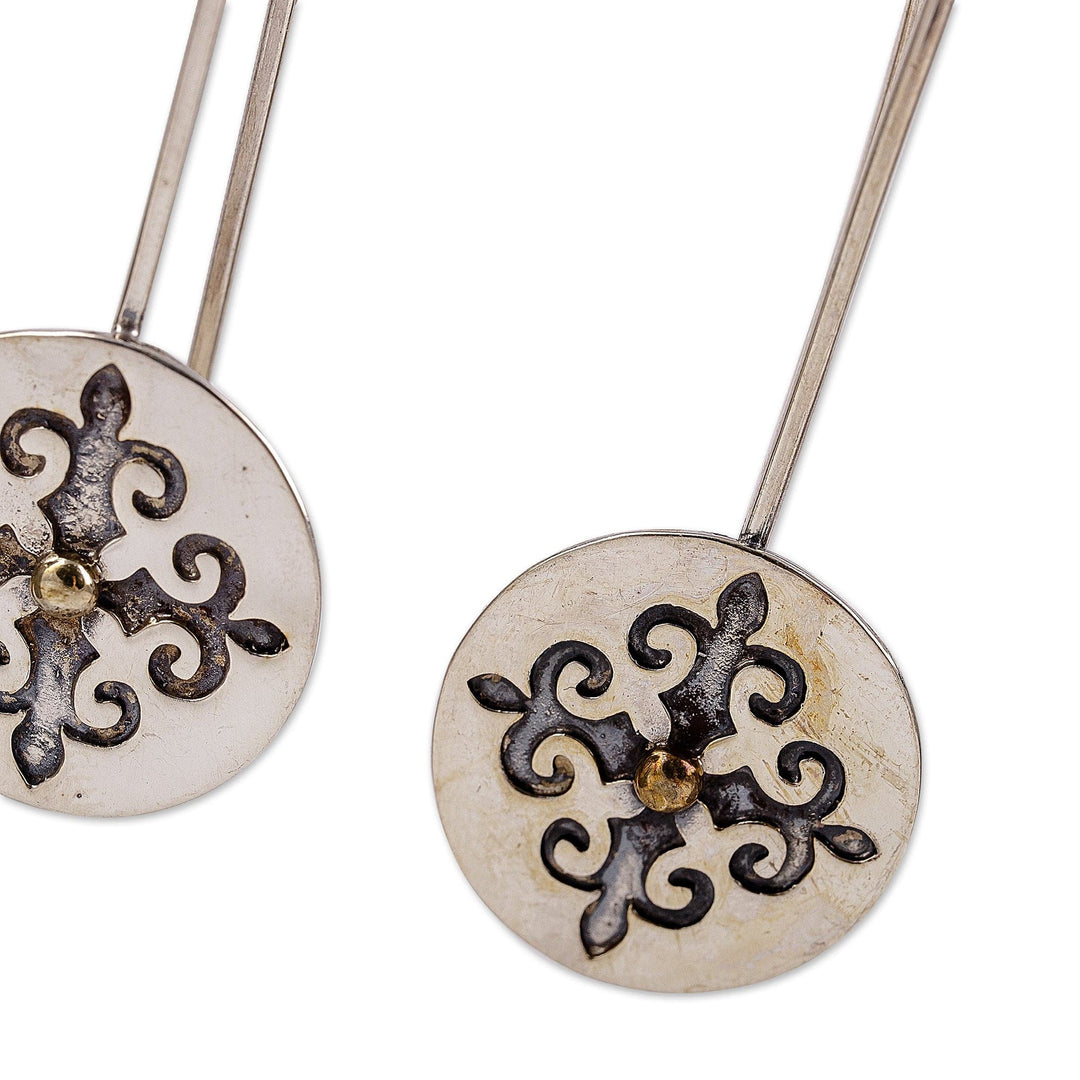 Baroque-Inspired Round Sterling Silver Drop Earrings - Medal of the Heroic