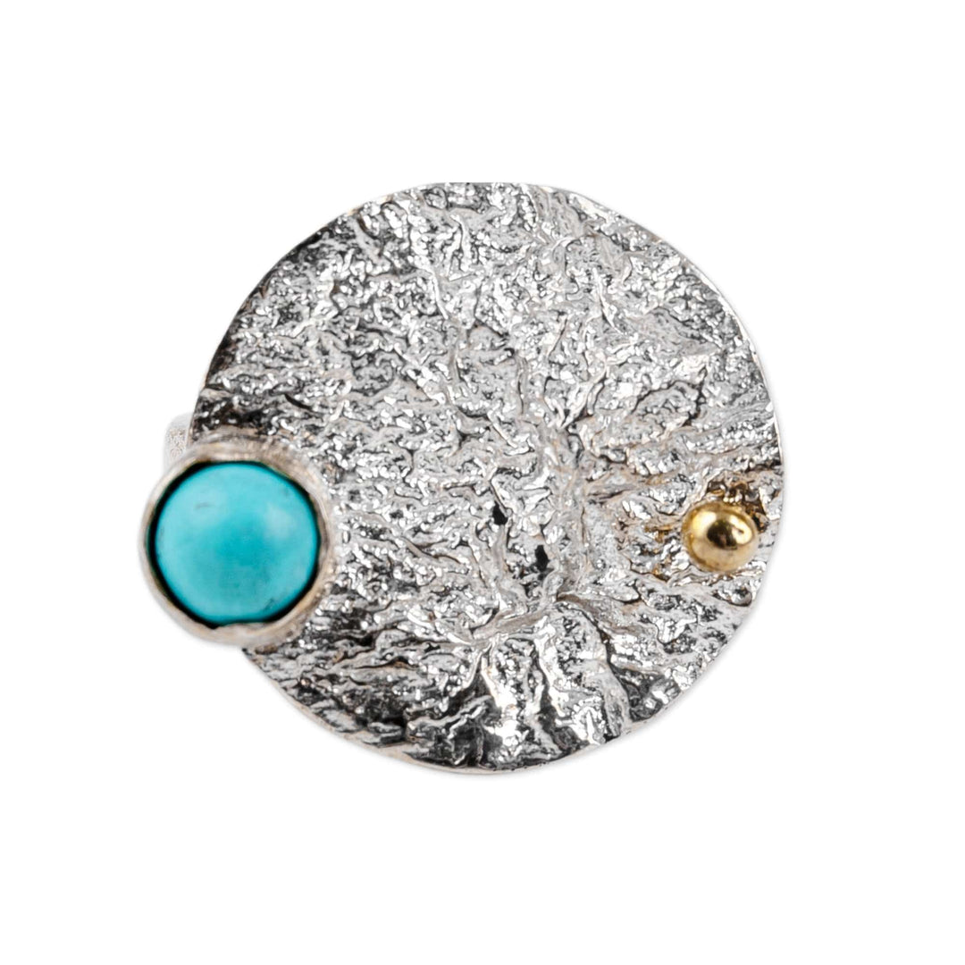 Textured and Polished Round Recon Turquoise Cocktail Ring - Islands of Hope