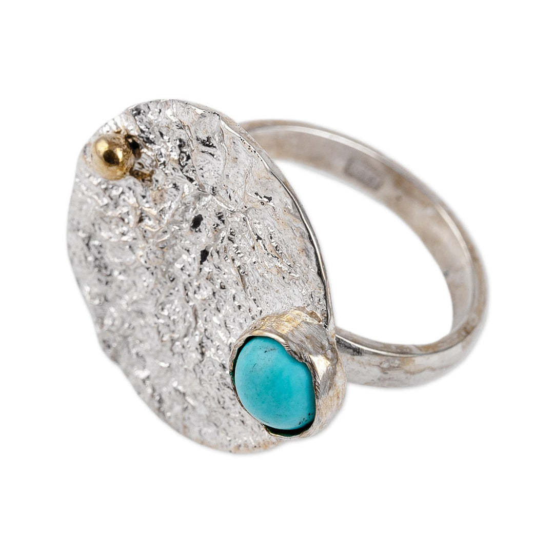Textured and Polished Round Recon Turquoise Cocktail Ring - Islands of Hope