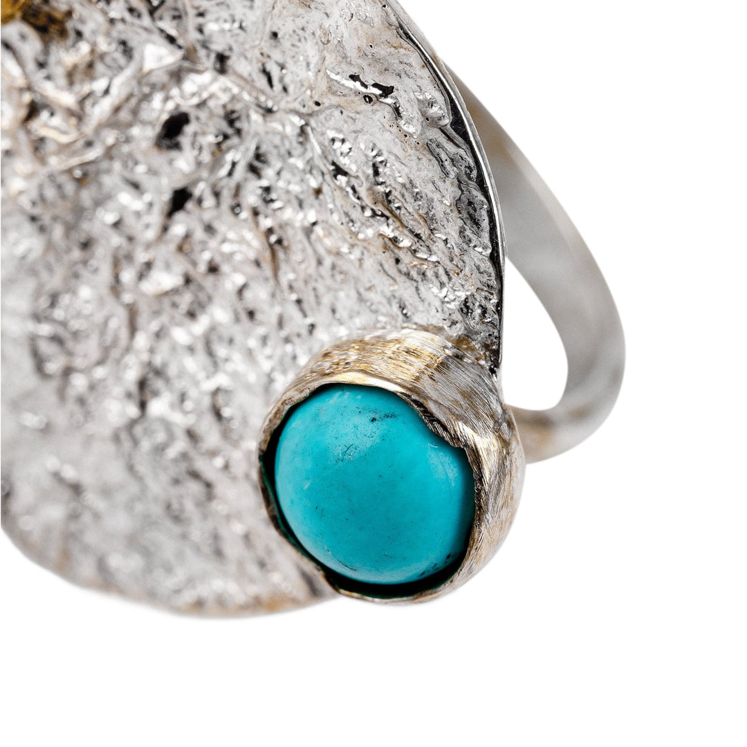 Textured and Polished Round Recon Turquoise Cocktail Ring - Islands of Hope
