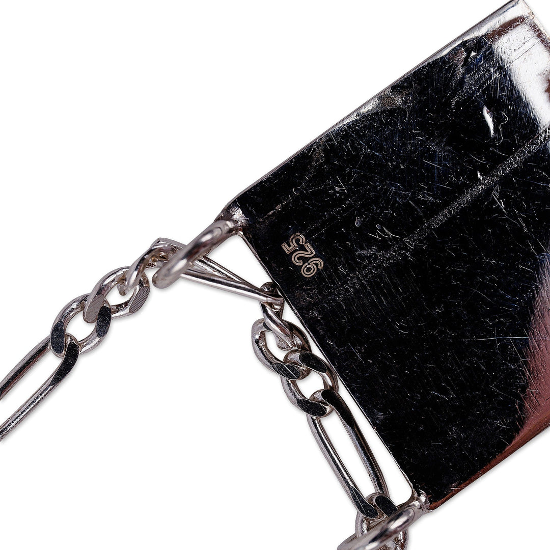 Polished Traditional Square Sterling Silver Pendant Necklace - Palatial Fragments