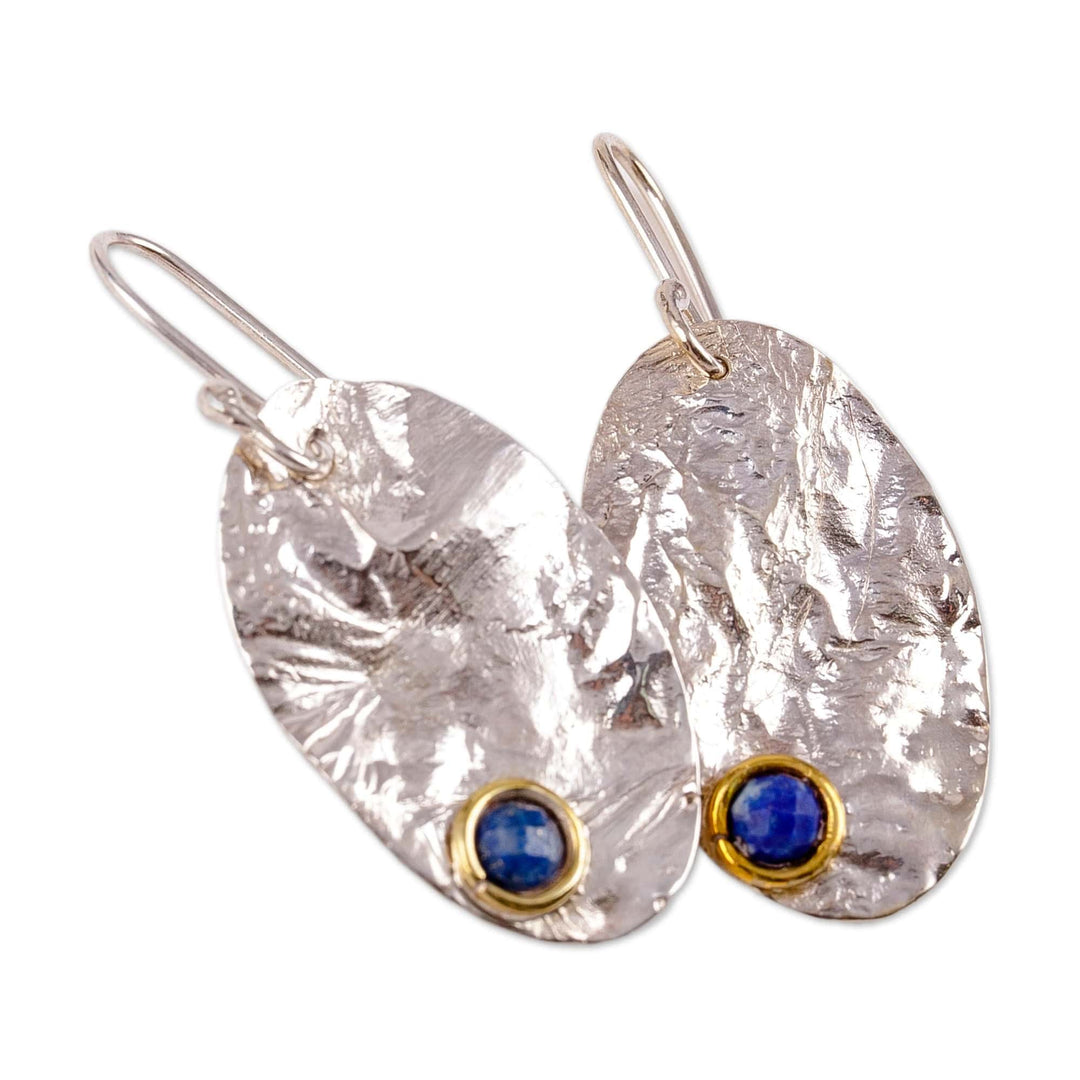 Textured Oval-Shaped Natural Lapis Lazuli Dangle Earrings - Oval Truth