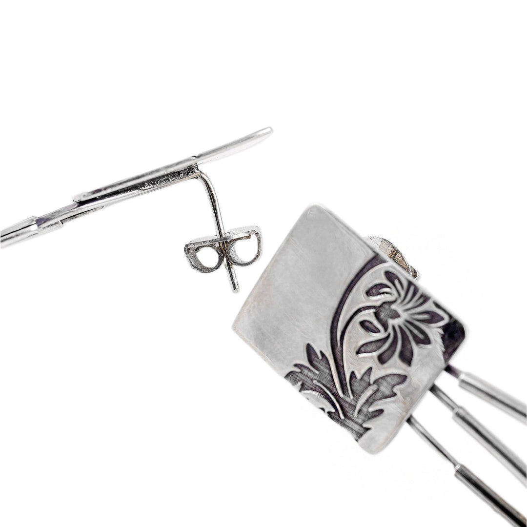 Floral High-Polished Sterling Silver Drop Earrings - Floral Grace