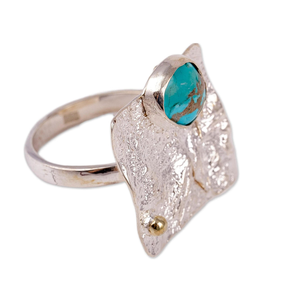 Modern Textured Square Reconstituted Turquoise Cocktail Ring - Dimensions of Hope