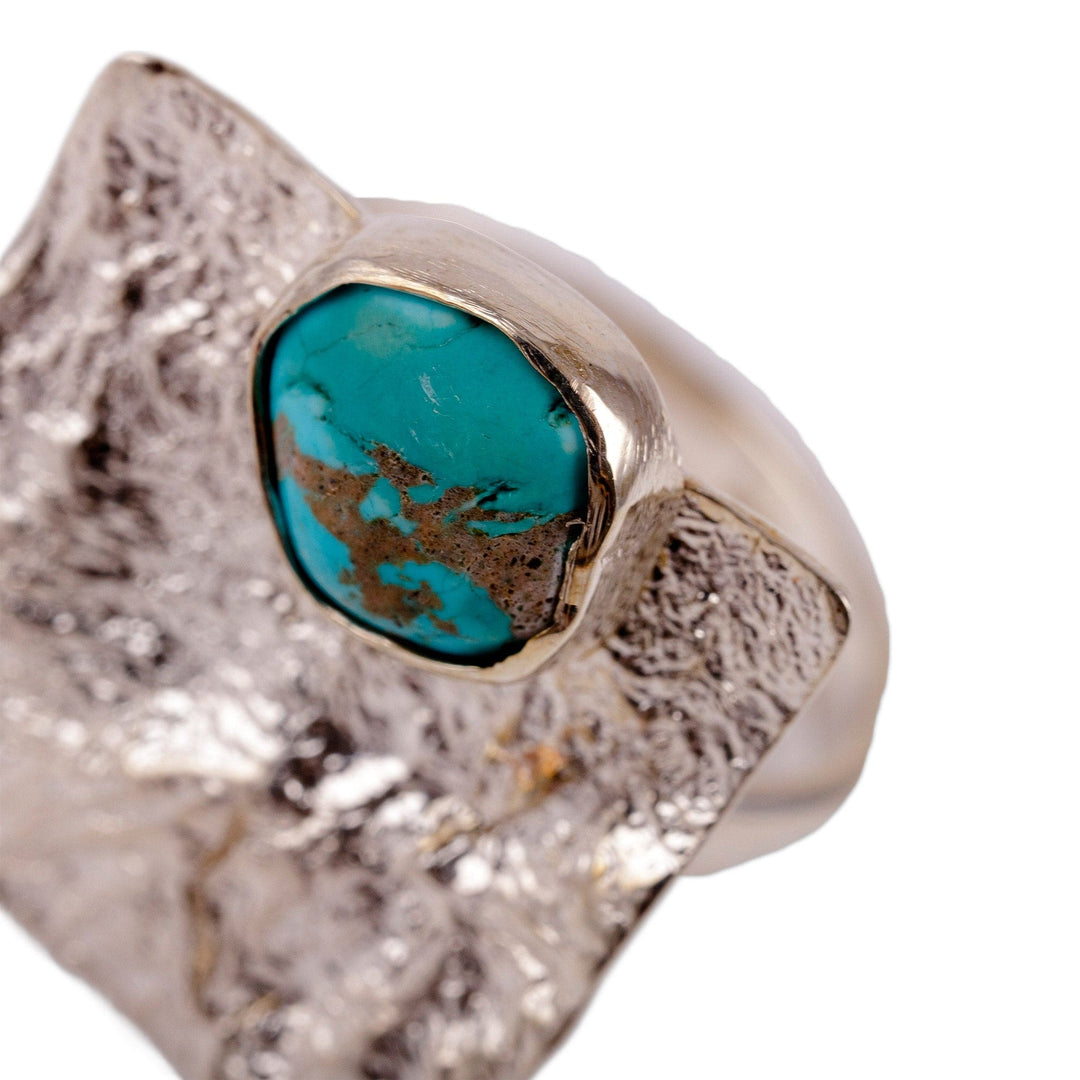 Modern Textured Square Reconstituted Turquoise Cocktail Ring - Dimensions of Hope