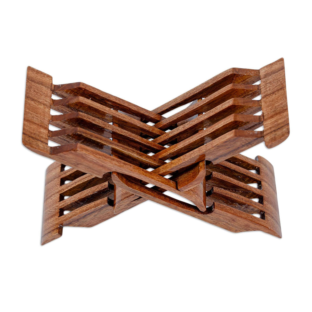 Hand-Carved Folding Wood Book Stand Shaped like a Lavh - Tales from the Silk Road