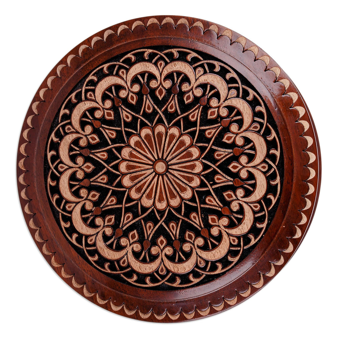 Hand-Carved Floral Walnut Wood Jewelry Box from Uzbekistan - Palace's Dream