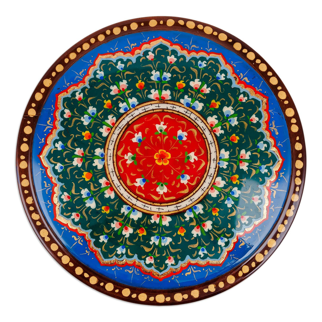 Hand-Painted Round Classic Floral Walnut Wood Jewelry Box - Classic Arcadia
