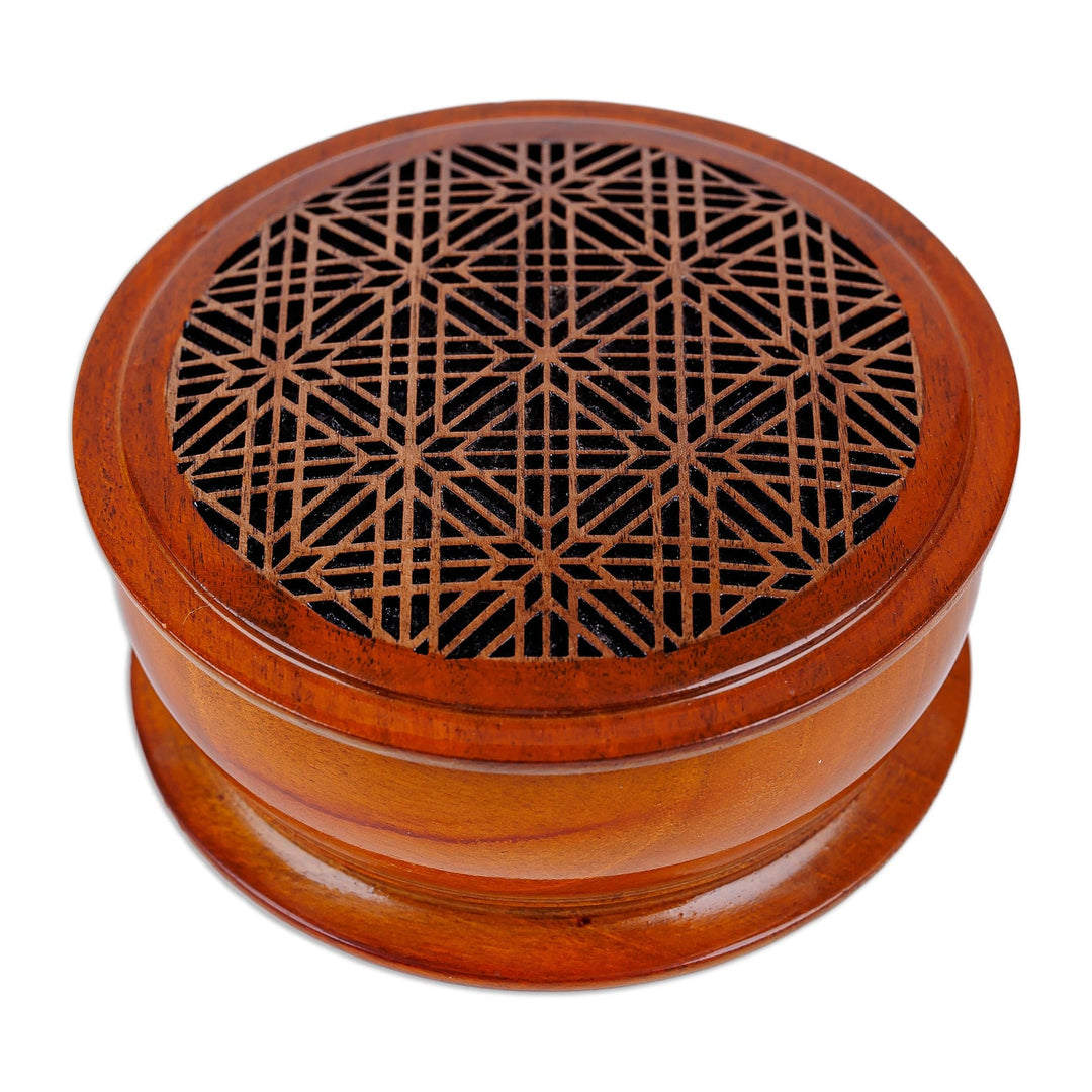 Floral-Inspired Geometric Patterned Walnut Wood Jewelry Box - Spring Triumph