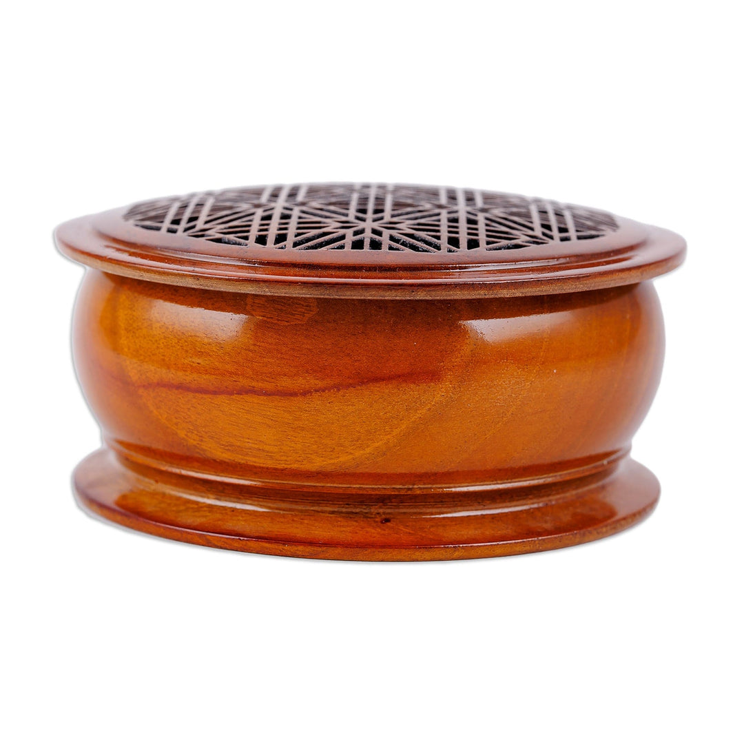 Floral-Inspired Geometric Patterned Walnut Wood Jewelry Box - Spring Triumph