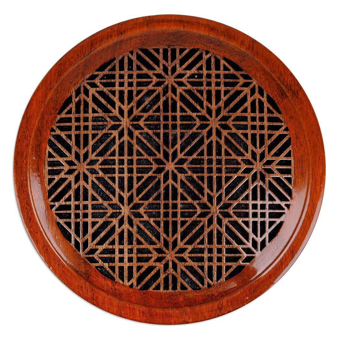 Floral-Inspired Geometric Patterned Walnut Wood Jewelry Box - Spring Triumph