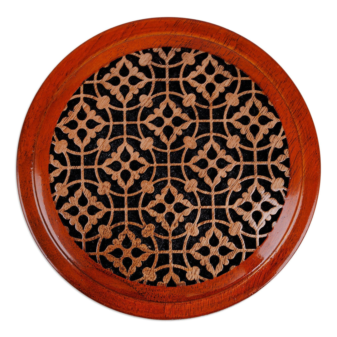 Polished Traditional Patterned Walnut Wood Jewelry Box - Palace Triumph