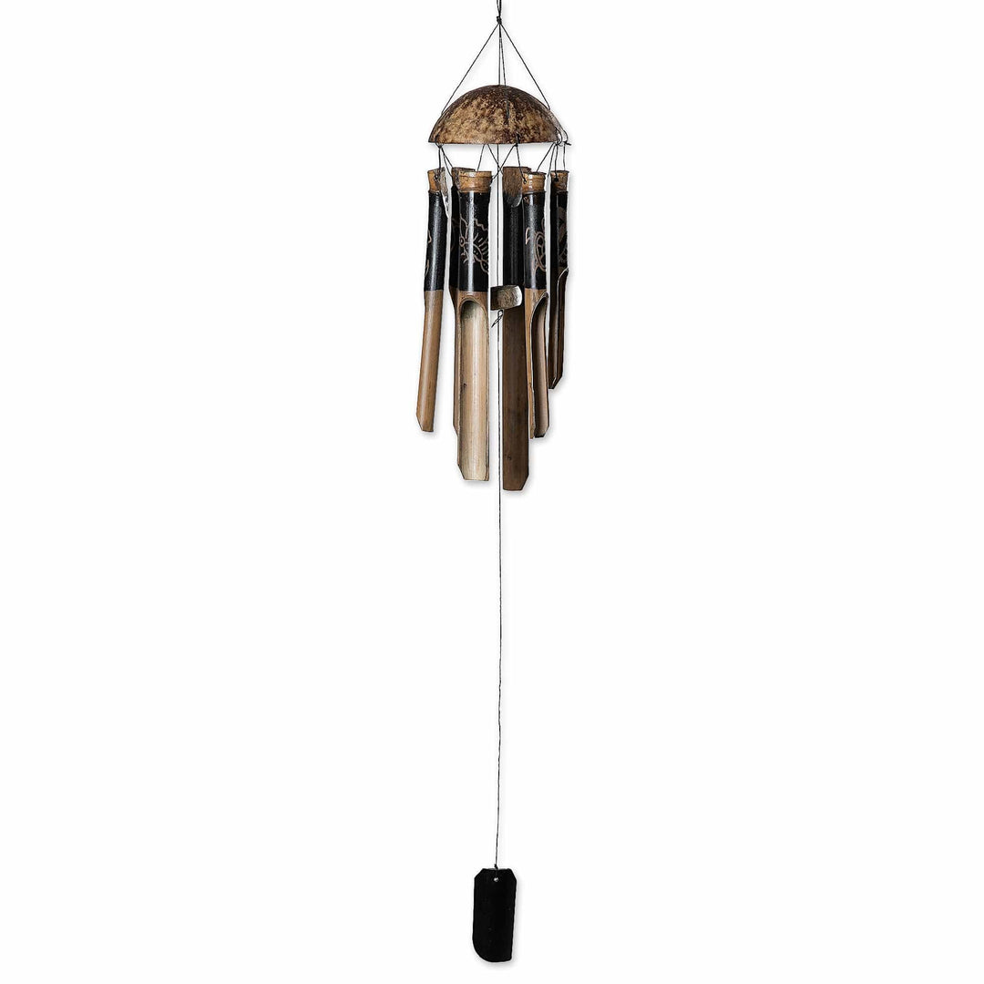 Animal-Themed Bamboo and Coconut Shell Wind Chime - Bali's Rhythm