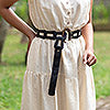 Modern Black Leather Belt with Brass Hook Buckle - Autonomous at Night