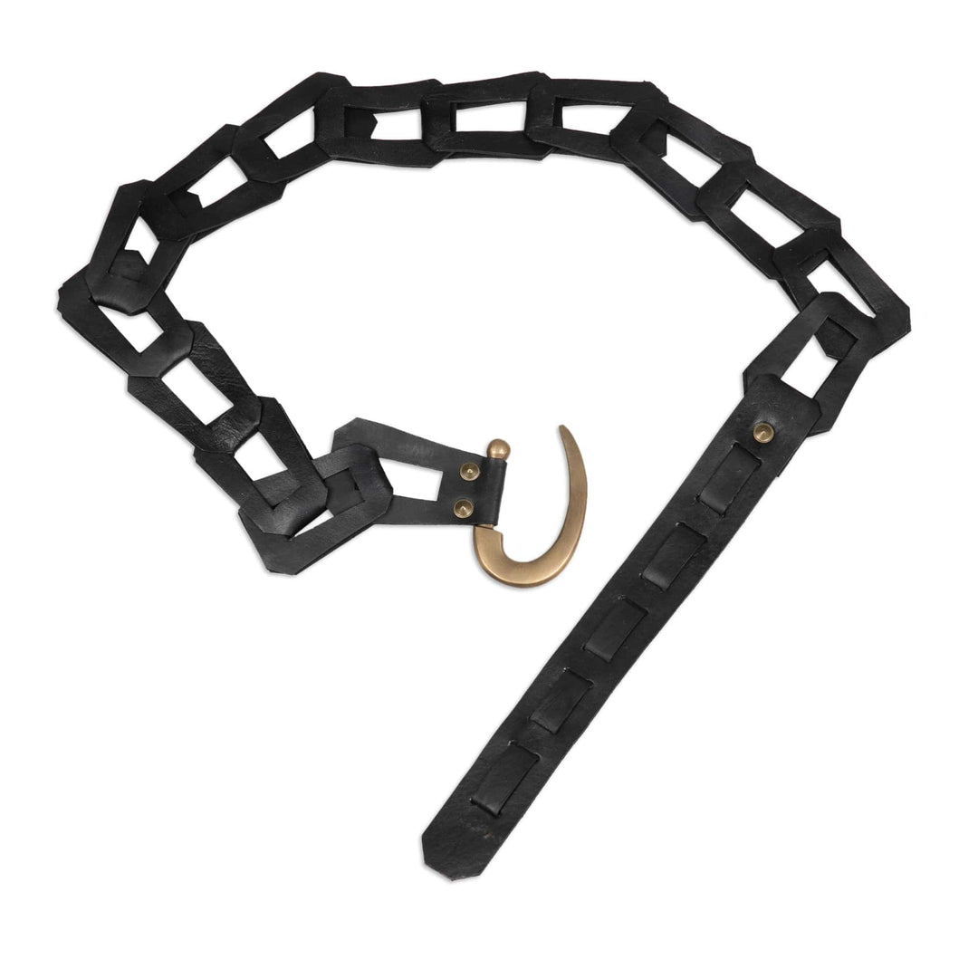 Adjustable Leather Belt in Black with Iron Hook Buckle - Fantastic Woman in Black