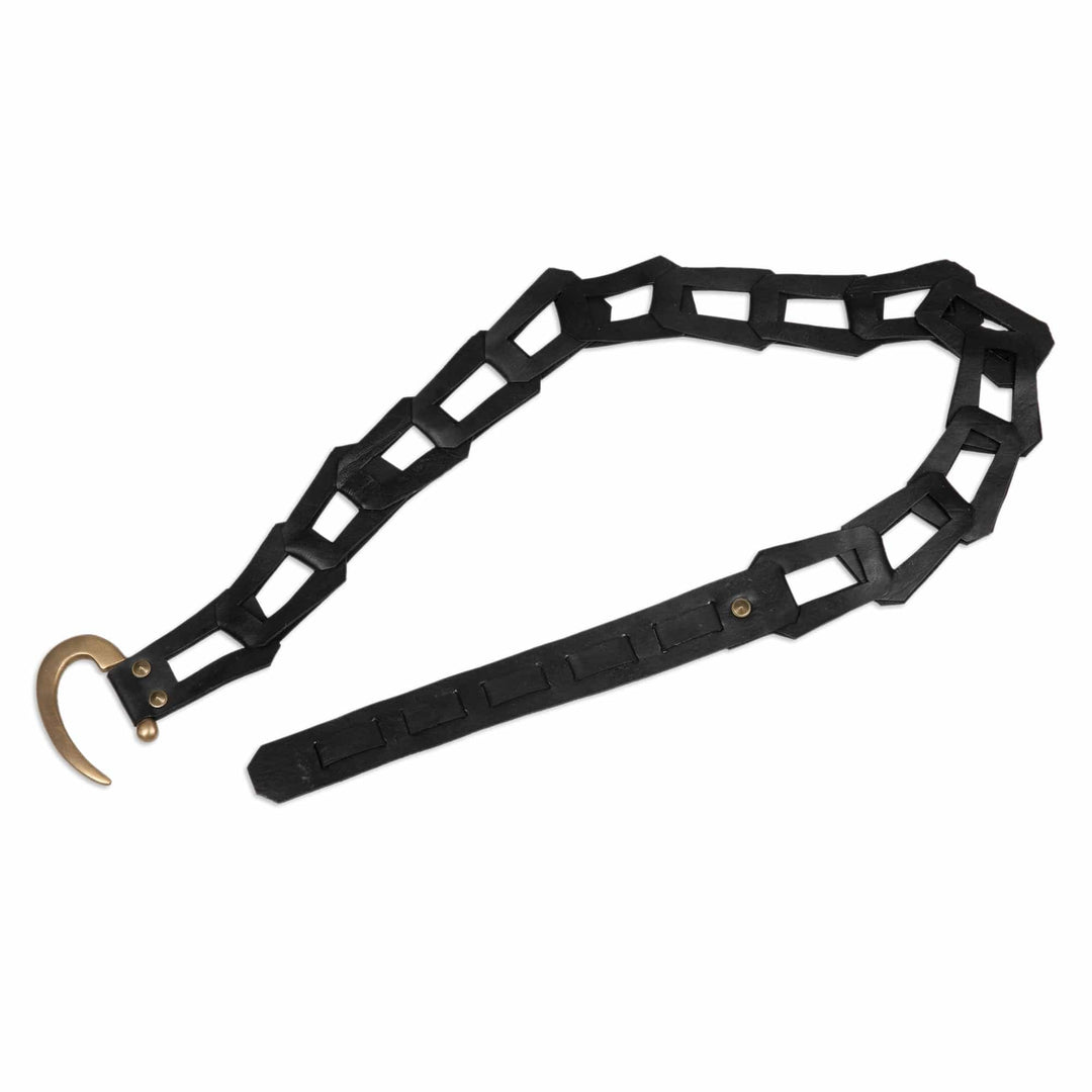 Adjustable Leather Belt in Black with Iron Hook Buckle - Fantastic Woman in Black