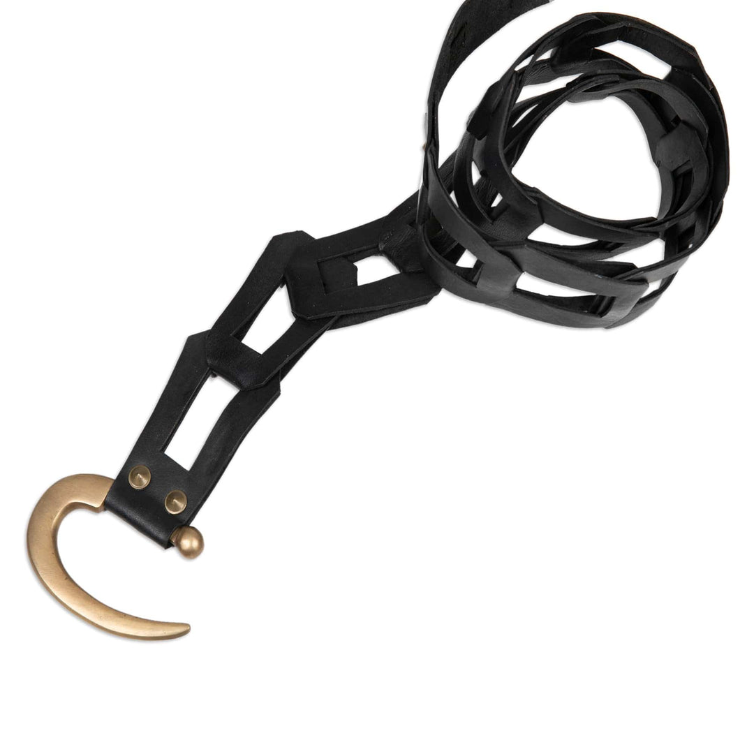 Adjustable Leather Belt in Black with Iron Hook Buckle - Fantastic Woman in Black