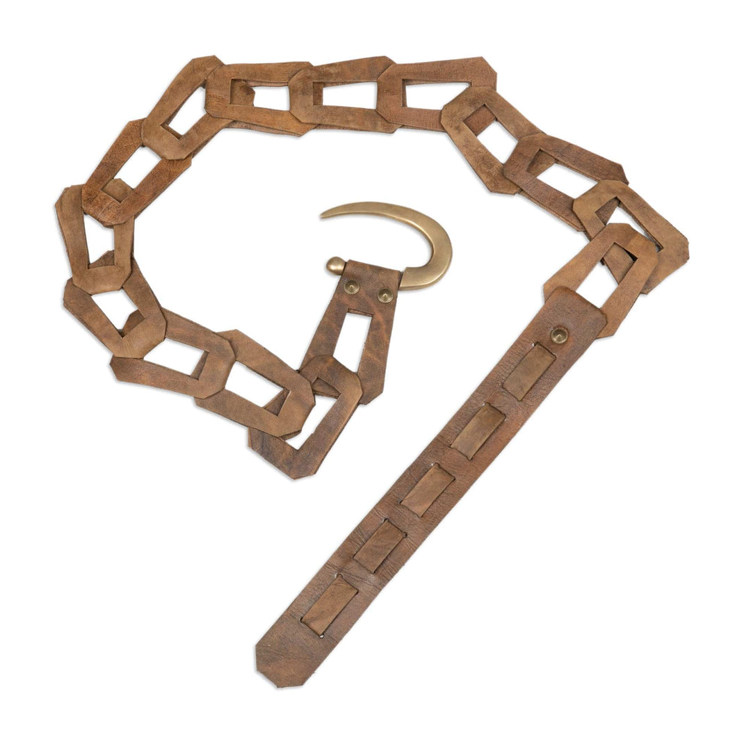 Adjustable Leather Belt in Brown with Iron Hook Buckle - Fantastic Woman in Brown