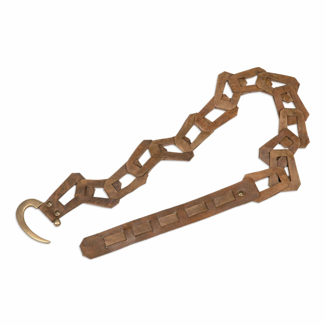 Adjustable Leather Belt in Brown with Iron Hook Buckle - Fantastic Woman in Brown