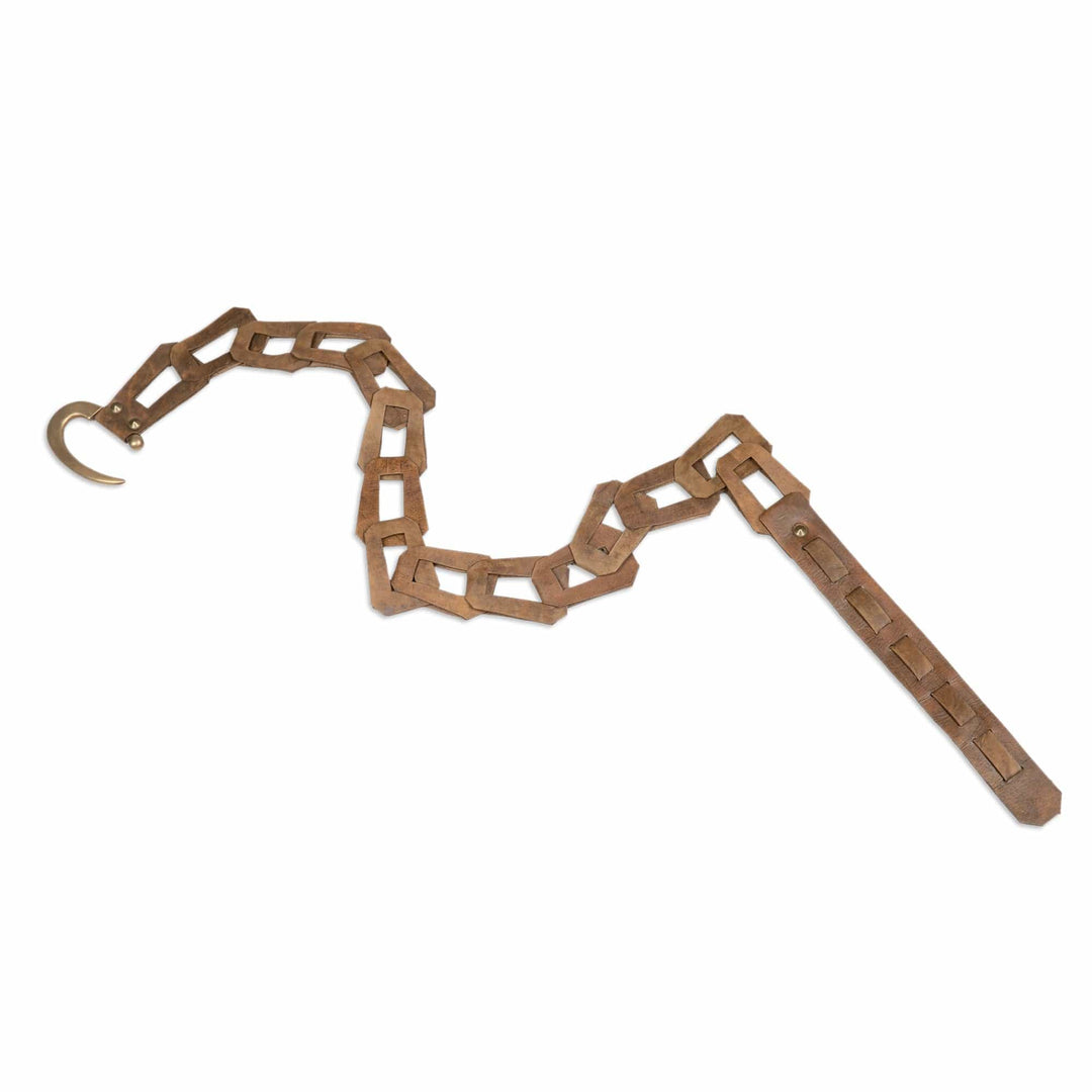 Adjustable Leather Belt in Brown with Iron Hook Buckle - Fantastic Woman in Brown