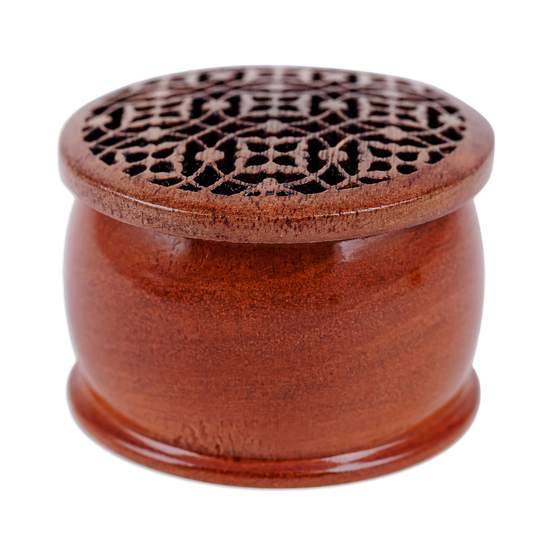 Traditional Floral-Patterned Mini Walnut Wood Ring Box - Palace's Essence