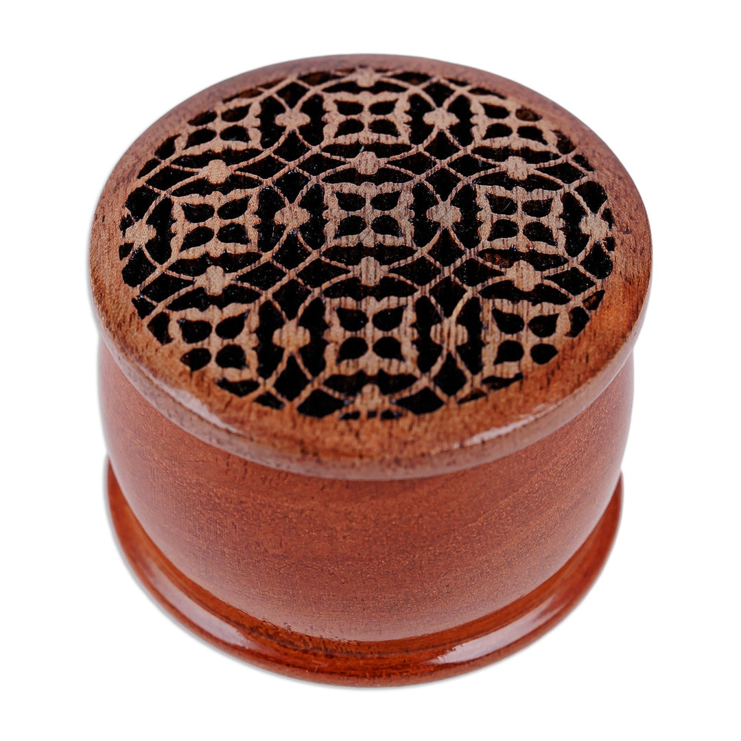 Traditional Floral-Patterned Mini Walnut Wood Ring Box - Palace's Essence